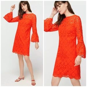 J.CREW BELL SLEEVE EYELET DRESS BRILLIANT SUNSET
